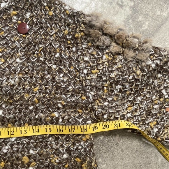Nancy Bossio Vintage Hand Loomed Fur Wool Cardigan Brown Womens Size S/M - Picture 7 of 13